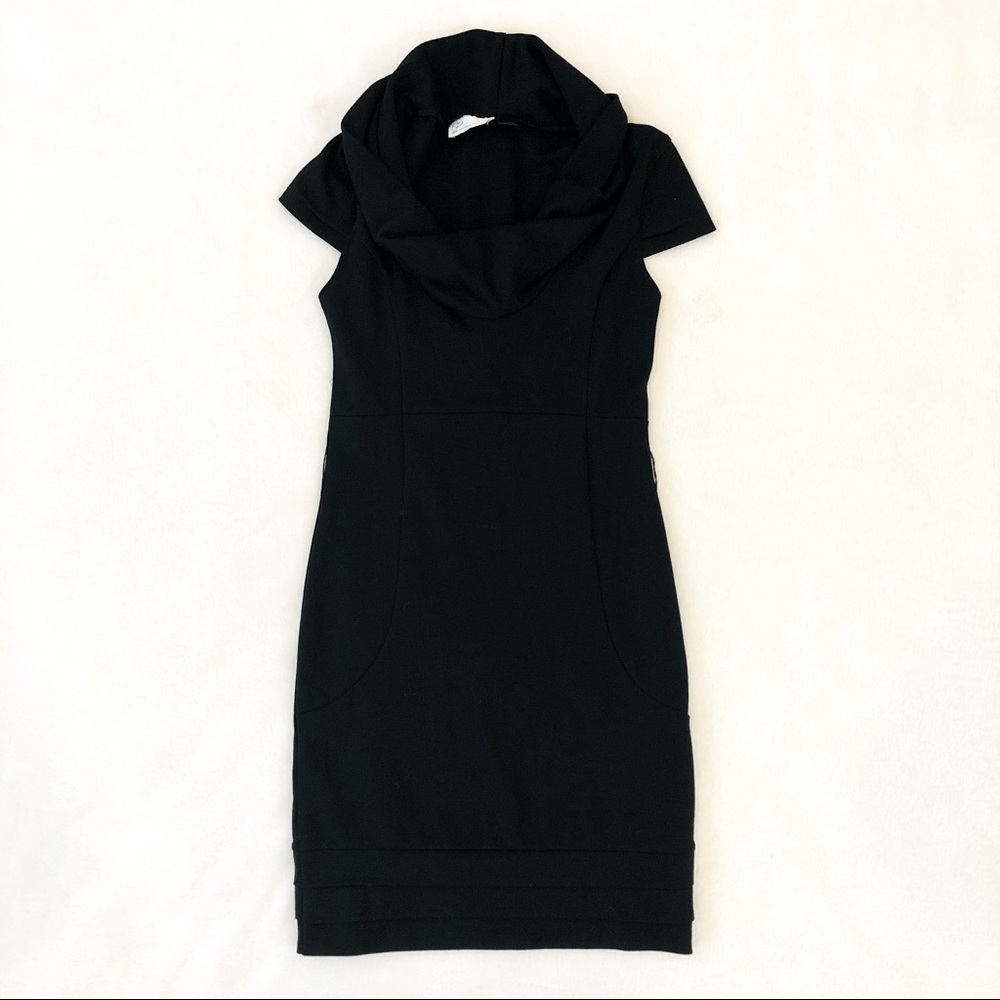 RD Style Cowl Neck Form Fitting Little Black Dress size Small